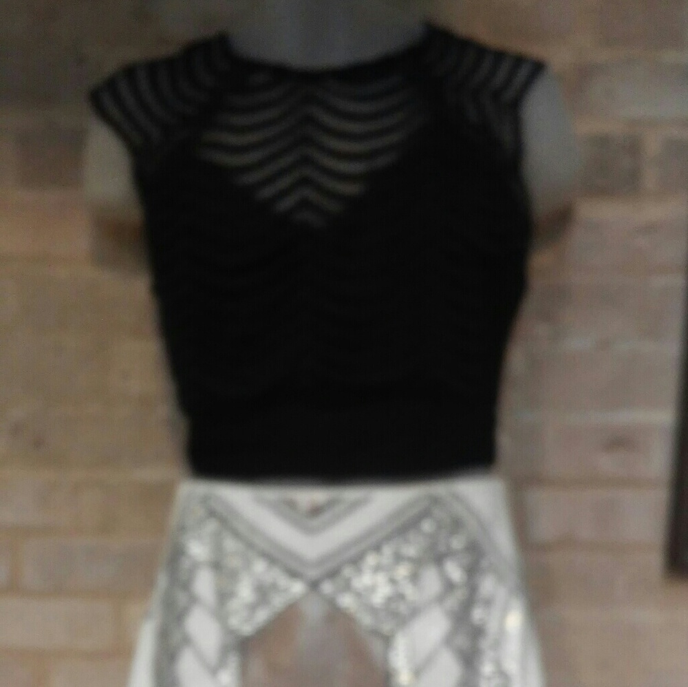Sequined mini and lace script shirt